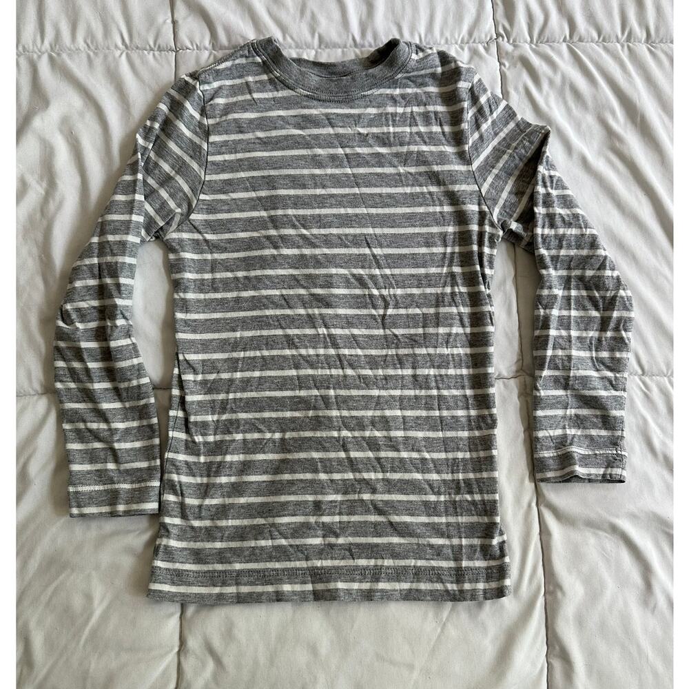 Hanna Andersson Striped Long Sleeve T Shirt Gray White Sz 6-7